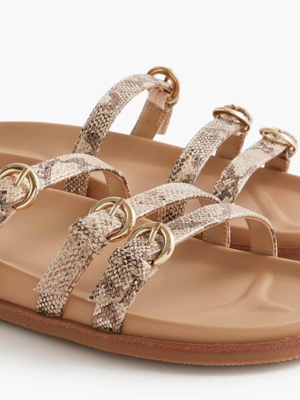 NWOT J. Crew Three Strappy Slide Sandals Gold Snake Print 11M